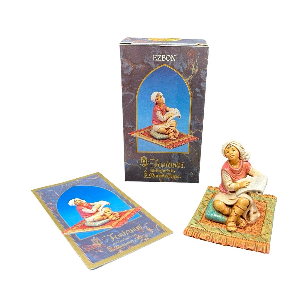 Fontanini Ezbon the Scribe Nativity Figure 52574 Italy 5 Inch Scale Box Card
